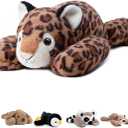 Niuniu Daddy 24" | 5 Pound Leopard Weighted Stuffed Animals for Kids Adults, Soft Leopard Weighted Beads for Plush Toys for Sleeping, Body Pillow for Present Birthday Christmas Holiday (Warm Brown Leopard Print)