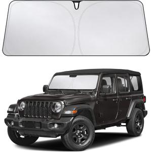 EcoNour Windshield Sunshade Compatible for Jeep Wrangler 2019-2024 2025 2026, Sun Visor for Front Windshield & Window Sun Shade Cover, UV Heat Blocker & Protector, Car Accessories