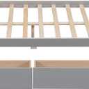 Dolonm Full Size Bed with 2 Drawers and Storage Shelves, Pine Wood Platform Bed Frame, Space Saving Bed, No Box Spring Needed, Platform Bed for Kids Bedroom, Dorm, No Spring Needed Required, Grey