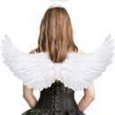Angel Wings, Feather Angel Wings and Halo, Angel Wings Costume for Adult Kids Women Girls Halloween (White)