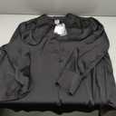 Anne Klein Womens Anne Klein Women's Long Sleeve, Pleat-Front, V-Neck Top (Black, XXL)