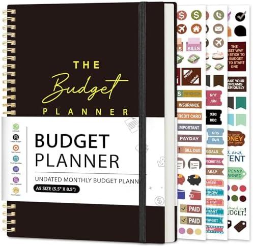 Budget Planner - Monthly Budget Book Undated with Expense & Bill Tracker - Undated 12 Month Financial Planner/Account Book calendar organizer to Take Control of Your Money