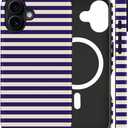 Magnetic for iPhone 16 Case Cute Stripes Phone Case, Shockproof Slim TPU and Hard PC Protective Phone Cover Compatible with MagSafe Designed for Women Girls, Blue&Apricot