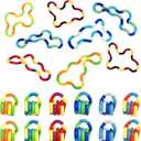 20 PCS Multicolored Quiet Fidgets Toys for Unique Fidget Experience, Anti Anxiety Sensory Toys Combine into New Shapes, Brain Imagination Tools, Relax Therapy Educational Toy for Kids Boys Adults