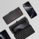 Doohoeek Universal Bluetooth Keyboard for Samsung Galaxy Z Fold, iPad mini 7 2024 & Phones, Dual Bluetooth Mini Keyboard with Any-Angle Kickstand & Leather Cover for Android, Windows and iOS