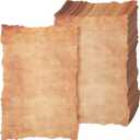 Harloon 100 Pcs Vintage Old Looking Cotton Watercolor Paper Cardstock Blank 200 Gsm Thick Antiqued Deckle Edge Virgin Paper for Drawing Writing Printing Invitations Greeting (4x6 Inch)