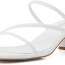 Shoe'N Tale Strappy Heels For Women Low Chunky Block Heel Heeled Sandals Square Open Toe Slip On Slides Mules 8