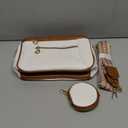 Crossbody Purse for Women Small Crossbody Bags Trendy Vegan Leather with Adjustable Shoulder Straps Gift for Mother Wife Mom (Beige With Brown Minimalism Upgrade)