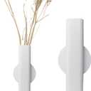 7" Wall-Mounted Flower Tube, Wall Mounted Open Vase, Wall Metal Flower Tube Decoration Holder for Flower Display, Home Office Living Room Bedroom Decoration with Adhesive Material, 2pcs(White)