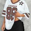 Oversized Jersey Shirts for Women Shirts Y2K Number Graphic Jerseys V Neck Cute Streetwear Tee Tops (S)