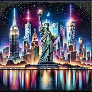 KYOQFVN 5D Independence Day Diamond Art Kits, DIY Diamond Painting Kits for Adults, Acrylic Full Round Drill Paintings Pictures Arts for Home Wall Decor 14X14 Inch (JX0095-US)
