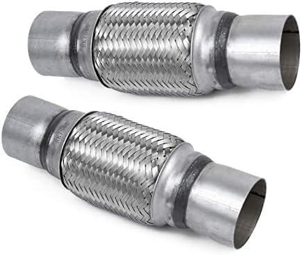 RP Remarkable Power, 2 pack 2.5 inch Inlet Exhaust Flex Pipe,2.5 ID x 10 Length Flexible Tube,Stainless Steel Double Braid Heavy Duty Universal fit Muffler Pipe RK7545 Replacement