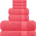 GLAMBURG Ultra Soft 8-Piece Towel Set - 100% Pure Ringspun Cotton, Contains 2 Oversized Bath Towels 27x54, 2 Hand Towels 16x28, 4 Wash Cloths 13x13 - Ideal for Everyday use, Hotel & Spa - Coral Orange