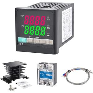 PID Temperature Controller Kit, CGELE Voltage AC 100~240V Comes with SSR 40DA Solid State Relay, K Type Thermocouple Sensor, and Black Heat Sink