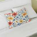 Satin Pillowcase Geometric Colorful Flowers Satin Pillow case for Hair and Skin 20 x 26 Inches Smooth PillowCovers Pillow Cover with Envelope Closure
