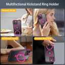 DUEDUE for iPhone 14 Pro Max Case Magnetic with Stand[Compatible with Magsafe], Translucent Matte Back Cover Shockproof Kickstand Phone Case for iPhone 14 Pro Max 6.7", Hot Pink/Black