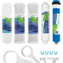 NSF Certified 5 Stage Reverse Osmosis RO Water Filters Replacement Set 100 GPD RO Membrane Standard 10 Inch Inline Water Filter with 1/4-Inch Quick-Connect