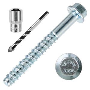 FMhotu 3/8 x 4 Concrete Screws, Nickel Plated Concrete Screw Drill Bit Set for Anchoring Masonry, Brick or Block (25 pcs)