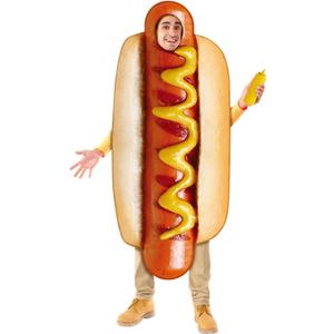 Hot Dog Costume Adult Hotdog Cosplay Fancy Dress Unisex Halloween Party Outfits (One Size, Red)