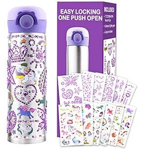 Coosilion Crafts for Girls Ages 8-12, Decorate Your Own Water Bottle, Birthday Gifts for 4 5 6 7 8+ Year Old Girls with Unicorn Stickers, Gifts for Girls Birthday Christmas, Unicorn Toys for Kids