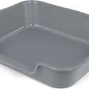 1 Pack of Extra Large Cat Litter Box (ABS Material), Low Entry Senior Litter Pen for Geriatric Kitty Big Cats, Jumbo Pet Safe Litter Boxes Tray for Indoor Pets Potty (Gray, 24" L x 20" W) (Large (Pack of 1), Dark Gray)