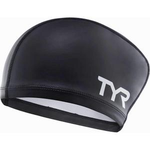 TYR LNG Hr Comfort Silicone Swimming Cap for Long Hair, Black, One Size