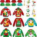 32 Sets Christmas DIY Art Craft Kits Christmas Ugly Sweaters Ornaments Art Sets Christmas Winter Stickers Arts and Crafts Bulk for Kids Snow Holiday Xmas Theme Classroom Activities Party Decorations