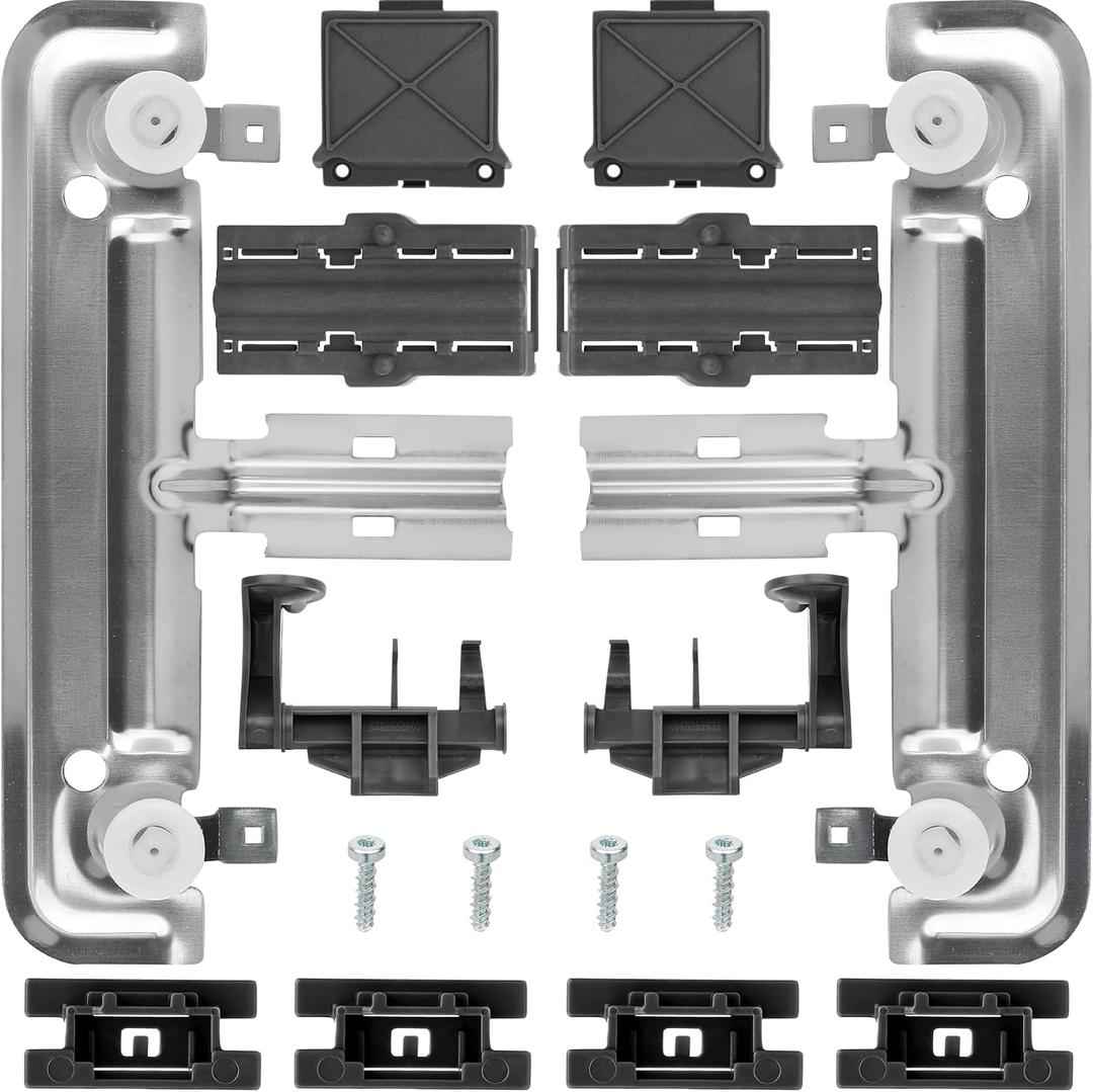 UPGRADED W10712395 Dishwasher Upper Rack Adjuster Kit - Compatible with Whirlpool Kenmore Kitchenaid Dishwasher - Replace W10350375 PS10065979 AP5957560, Fit for WDT730PAHZ0 WDT750SAHZ0 WDT970SAHZ0