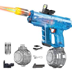 Electric Water Gun for Adults Kids Blue Automatic Squirt Gun: Light Up 26-32FT Long Range, 800CC Large Capacity Watergun,Summer Outdoor Pool Games for Ages 8-12, Beach Backyard Family Party Toy Gift