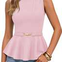 ZESICA Women's Summer Business Casual Peplum Tops 2026 Sleeveless Babydoll Tank Top Fitted Work Shirts Outfits, Size S