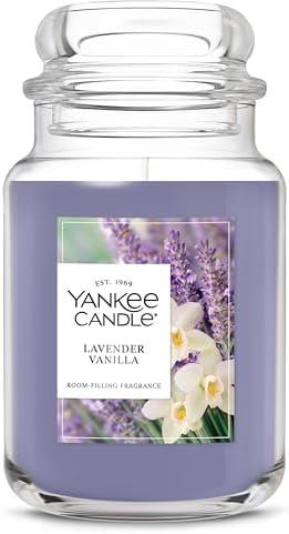 Yankee Candle Large Jar Scented Candle with up to 150 Hour Burn Time, Premium Plant Wax Blend for Consistent Burn, 22 oz Jar Candle with Room Filling Fragrance, Lavender Vanilla