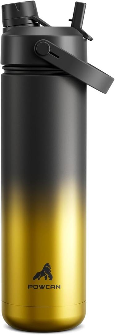 POWCAN 26 oz Insulated Water Bottle with 2-in-1 Straw and Spout Lid, Keep Cold 24H, Leak-Proof, Fits in Car Cup Holder, Stainless Steel Water Bottle for Sports, Travel, Gym, and School (King)