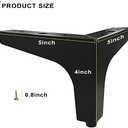 AODIOU Furniture Legs Metal Feet: Cabinet Legs 4 Inch Triangle Feet Replacement Dresser Legs Set of 4 (Black)