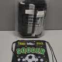 Woanger 24 Pcs Soccer Gift Bags 9.8 x 11.8 Inch Soccer Drawstring Party Favor Bag Fabric Goodie Candy Treat Snack Bags for Team Sport Ball Theme Birthday Party Supplies