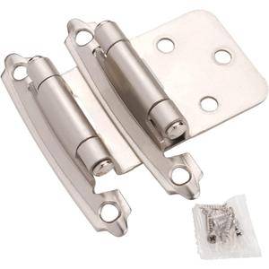 DecoBasics Cabinet Hinges Brushed Nickel for Kitchen Cabinets Doors (25 Pair -50 Pcs) -1/2" Overlay (Variable) -Self Closing Kitchen Cabinet Hinges Flush Mount w/Silicon Bumpers & Hardware Screws