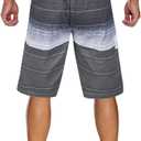 unitop Men's Swimming Trunks Quick Dry Summer Striped Beach Board Shorts with Lining (Gray)