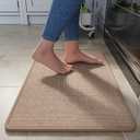 YDKGL Kitchen Rugs Mat Non Slip Washable, Linen-Look 0.3" Thick Soft Cushioned Absorbent Kitchen Mats for Floor, Mild Anti-Fatigue Runner Rug Sink Mat Laundry Standing Mats, Easy Clean, Brown 17"x30"