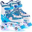 SULIFEEL Rainbow Unicorn 4 Size Adjustable Light up Roller Skates for Girls Boys for Kids (Medium - Big Kid)