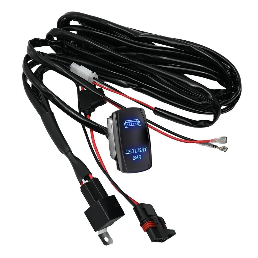 300W Plug & Play Rear Lights Wiring Harness Kit with 14AWG 1 Lead 12V Rocker Switch Replacement for Polaris RZR General Ranger (300W 14AWG 1 Lead 12V)