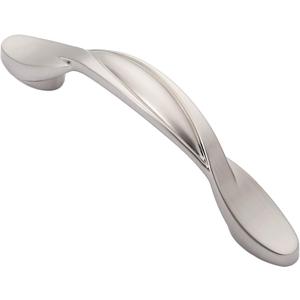 Alzassbg 10 Pack Brushed Satin Nickel Cabinet Pulls, 3 Inch(76mm) Hole Centers Arch Twisted Cabinet Handles Kichen Hardware for Cabinets and Drawer AL3027SN