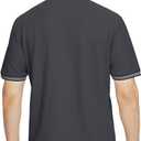 Men's Pique Polo Shirts Long Sleeve Cotton Blend Tipped Casual Collared Polo Shirts Business Classic Fit (Gray, XXL)