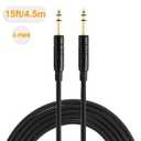 CableCreation 1/4'' TRS Cable 15FT*2, Pro Grade Instrument Guitar Cable,1/4 Inch 6.35mm Balanced Stereo Audio Cord for Bass,Keyboard,AMP,Speaker,Mixer,Studio Monitors,Yamaha Speaker/Receiver