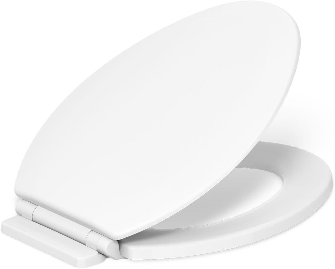 KOHLER Broadwood Quiet-Close, Elongated Toilet Seat Soft Close, Durable Wood, Easy Installation, Universal Fit, Home Essentials, White Finish, K-25881-0