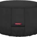 Porch Shield Fire Pit Cover - Waterproof 600D Heavy Duty Fade Resistant Round Patio Fire Bowl Cover Black - 50 inch