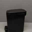 Small Bathroom Trash Can with Soft Close Lid, 6L / 1.6 Gallon Stainless Steel Garbage Can with Removable Inner Bucket, Step Pedal, Slim Wastebasket for Bedroom, Home Office (Matt Black)