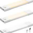 EZVALO 3 Pack 8 Motion Sensor Light Indoor, Wireless Under Cabinet Lighting, 30 LED Rechargeable Closet Lights, Dimmable, 3 Color Temperatures, Counter Lights for Wardrobe, Pantry, Bedroom, Kitchen (White)