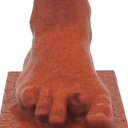 Right Foot Figurine of Four Toes, Greek Mythology Decor with Red Granite-Like Texture Finish, Paint-It-Yourself Figurine, 2.4 inches Tall