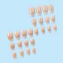 3 x French Tip Glossy Glitter Glue on Nails - Medium Coffin Shape, Full Cover Acrylic Artificial Nails - Reusable Stick On, DIY Manicure Decoration