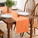 Table Runner 13 x 90 Inches Long, Cotton Linen Farmhouse Style Grey Table Linen for Kitchen Dining Coffee Table Parties Wedding Home Decor (Fall-Orange, 13” x 90”)