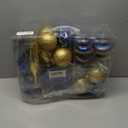 32PCS Christmas Ball Ornaments Set Large Shatterproof Plastic Decorative Baubles with Hand-Help Gift Boxes for Xmas Tree Wedding Party Holiday - Navy Blue, Gold